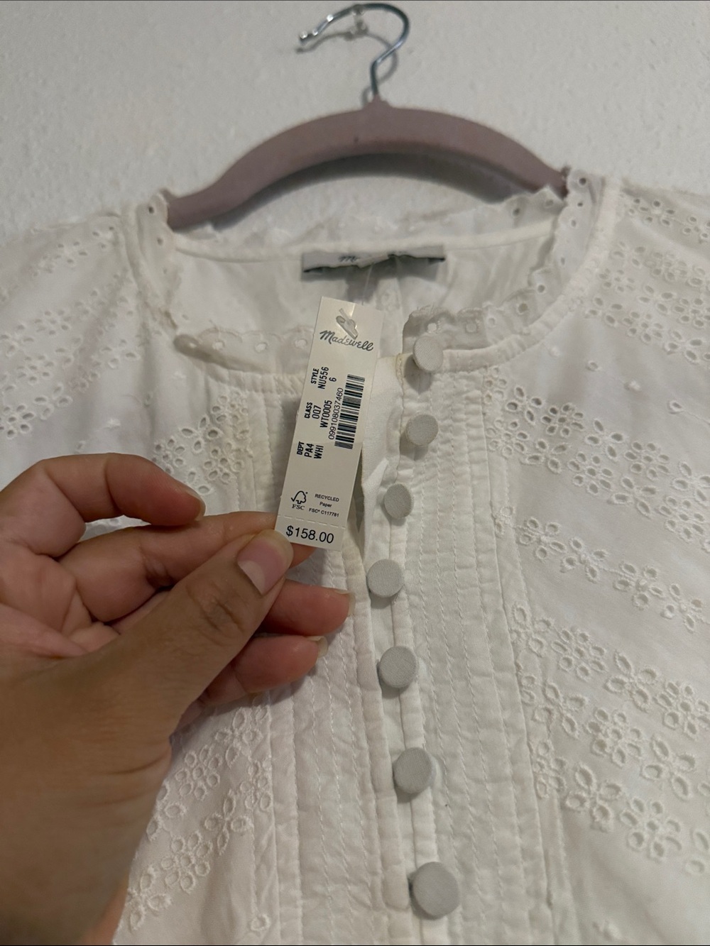 Madewell Eyelet Flutter Sleeve Mini Dress in Cotton - Picture 7 of 13